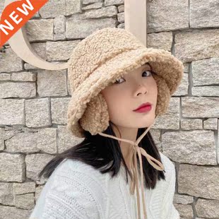 Warm Bucket Lamb Autumn Velve Protector Winter Ear Women Hat