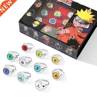10pcs/SET Naruto Akatsuki Metal Rings Anime Itachi Figure Co