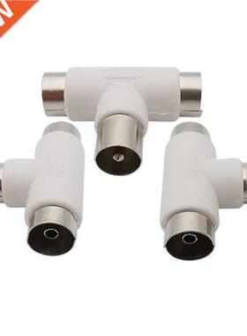 3Pcs 2 Way TV T Splitter Aerial Coaxial Cable Male to 2x Fem