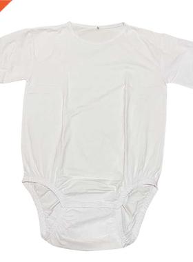 Classic Solid Adult Baby Bodysuit Sissy Snap Crotch Pajamas