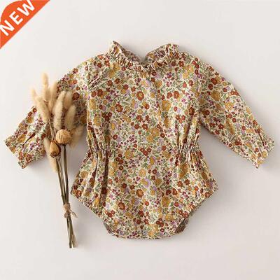 Vintage Floral Baby Girl Clothes 0-2Y Long Sleeve Romper Jum