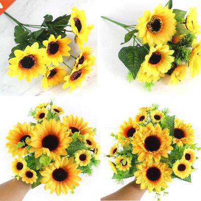 4types beautiful sunflower bouquet silk flower high quality