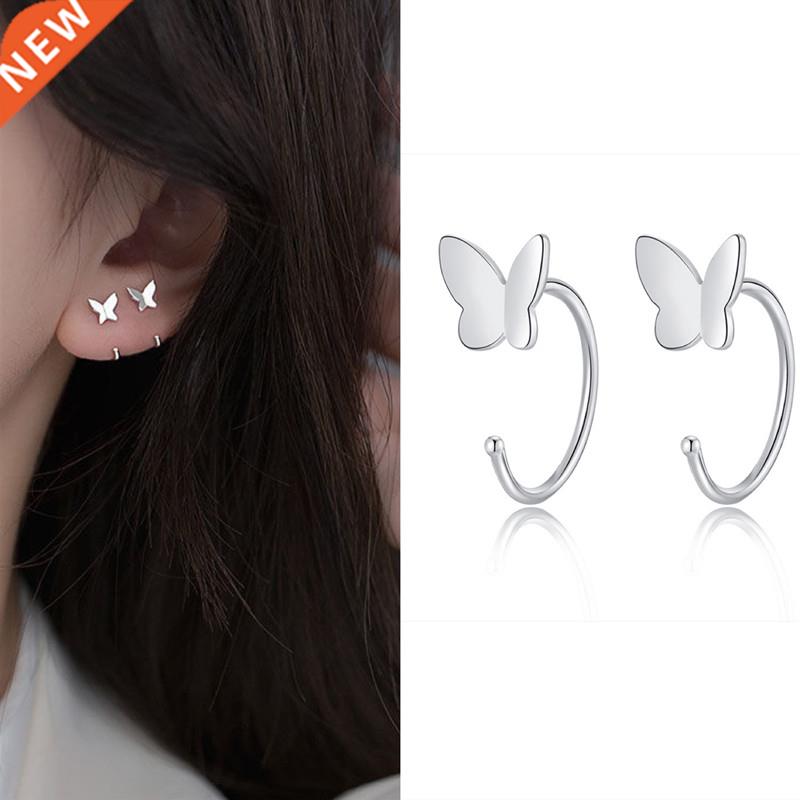 Sliver Colour Butterfly Geometric symmetric Stud Errings f
