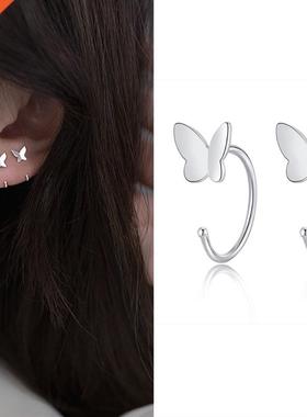 Sliver Colour Butterfly Geometric symmetric Stud Errings f