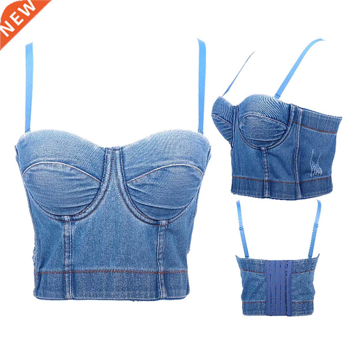 denim camisole women tank top adjustable shoulder strap vest