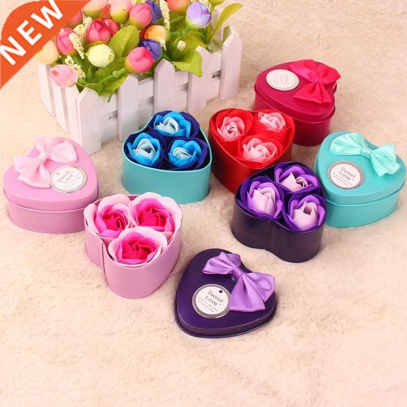 3Pcs Heart Scented Bath Body Petal Rose Flower Soap Wedding