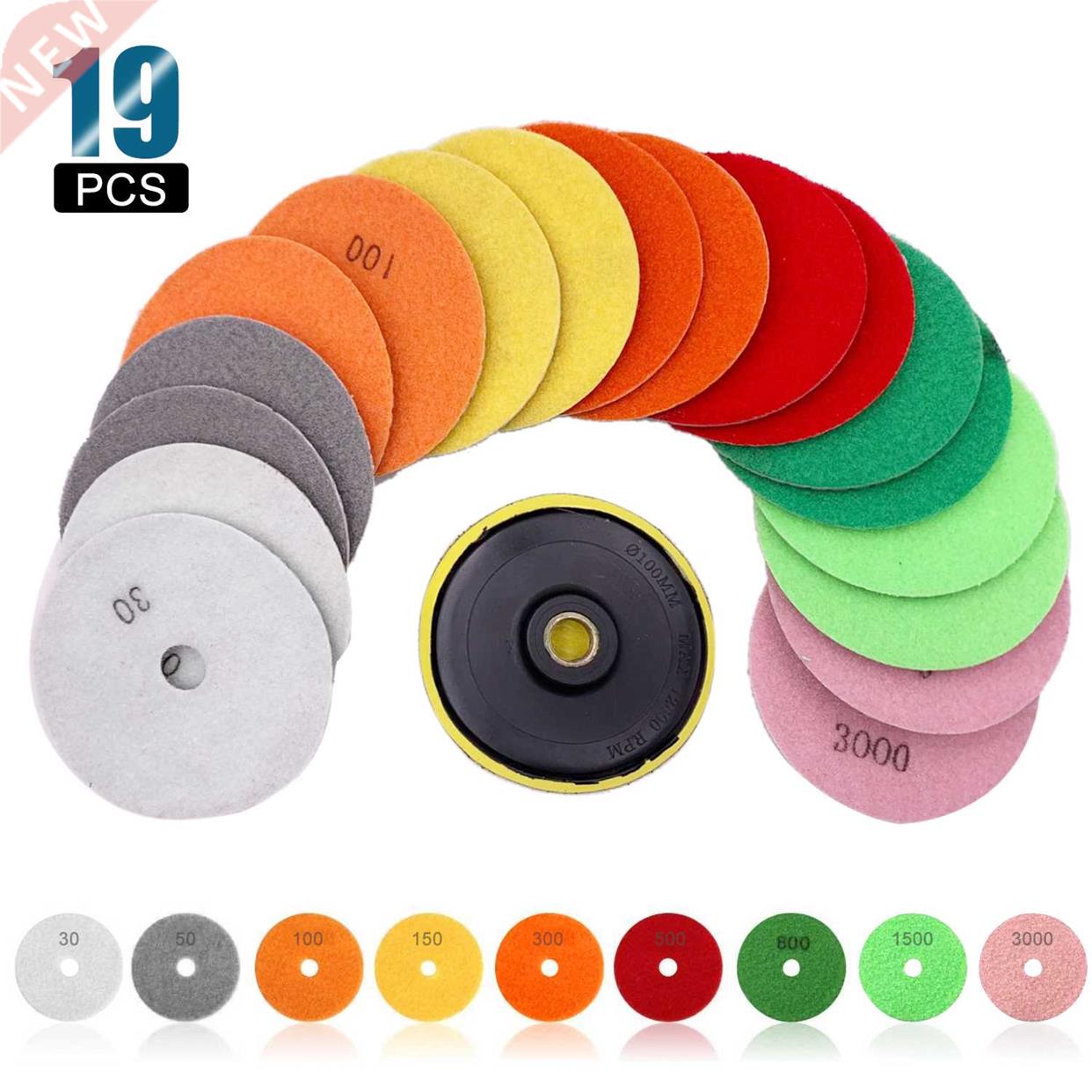 19-Pieces 4 inch Diamond Polishing Pads with 1 Backer Backin