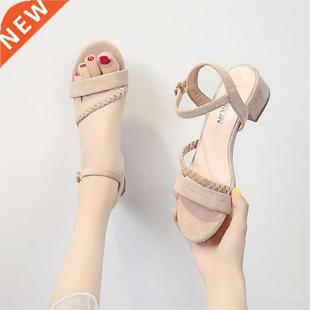 Flock Beige High heels sandals women Summer shoes women Fas