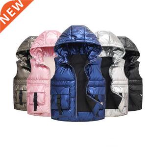 School Kids Hooded Puffer Vest Warmth Child Waistcoat Winter
