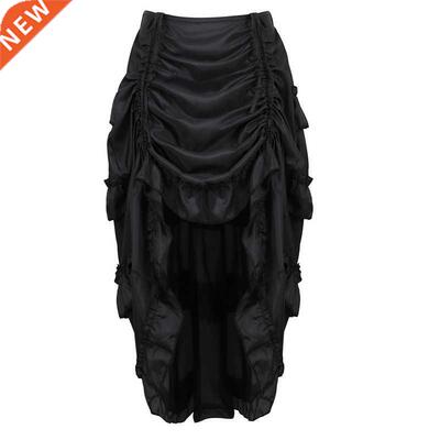 Steampunk Women Skirts Gothic Irregular Shirring Pleated Par