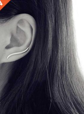 Minimalist Wavy Simple Curved Thin Cool Aesthetic Silver Col