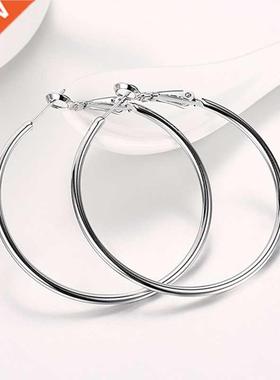 925 Silver 50MM/60MM/70MM/80MM Creole Circle Hoop Earrings F