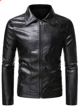 2020 Men's Motorcycle Slim Side Zipper Lapel Business Simple