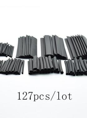 127pcs Black Assorted Polyolefin Heat Shrink Tubing Tube Cab