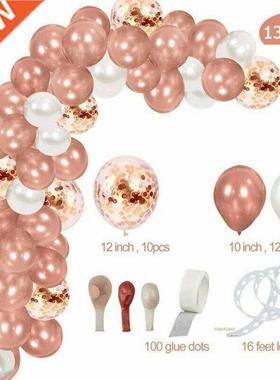 132pcs Rose Gold Balloons Confetti Set Chrome Ballon Birthda