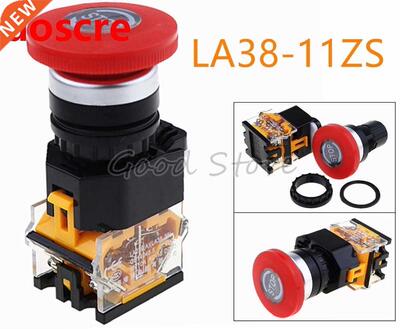 1PCS LA38-11ZS Self-Locking 22mm Emergency Power Push Butto