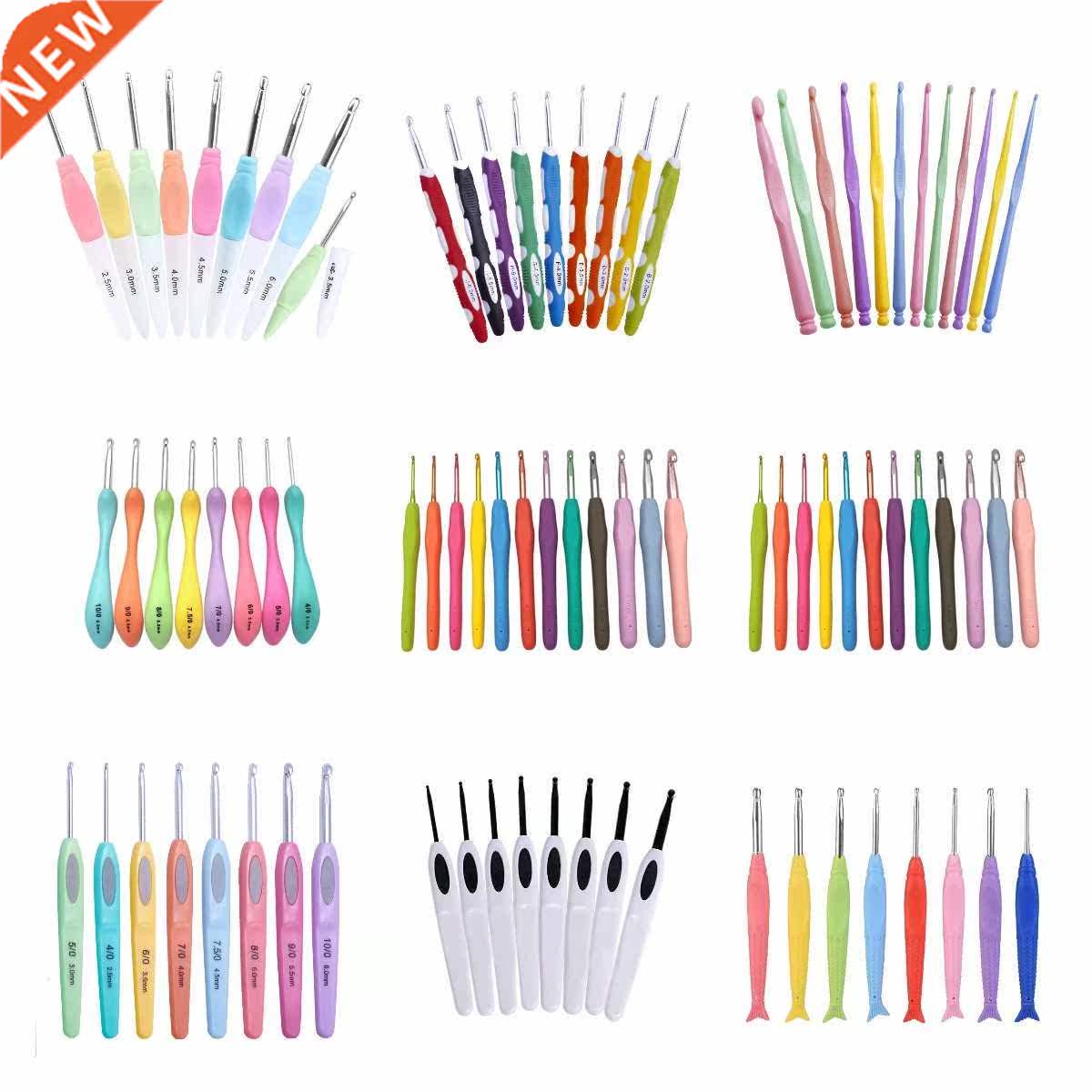 6/8/9/12pcs Colorful Soft Plastic Handle Alumina Crochet Hoo