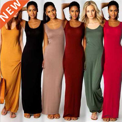 High Stretch Tank Robe Spring Summer Thin Long Dress Vestido