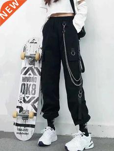 2022 Harem Fashion Women Pockets Pants Punk Jogg Cargo