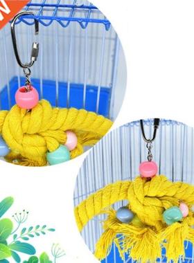 Pet Parrot Birds Cage Toy Cotton Rope Circle Ring Stand Chew