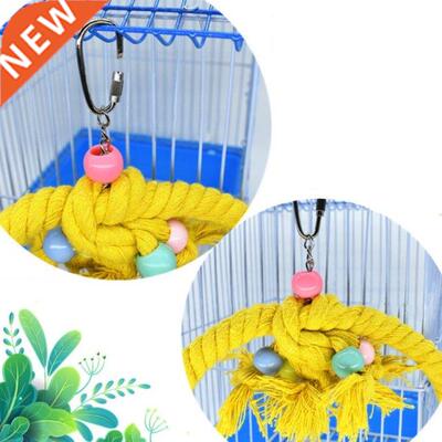 Pet Parrot Birds Cage Toy Cotton Rope Circle Ring Stand Chew