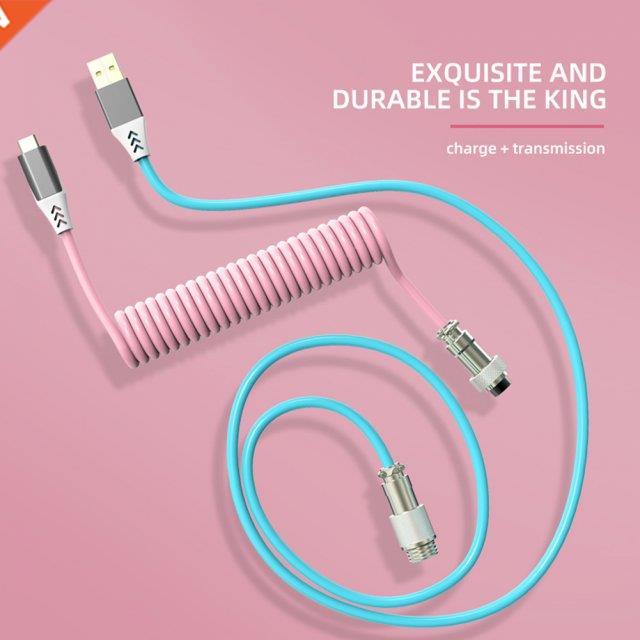 Mechanical Keyboard Type-C USB Plug-in Coiled Aviator Connec