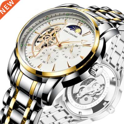 Pink Cohome Chronograph Automatic Wristwatch Swiss Mechanica