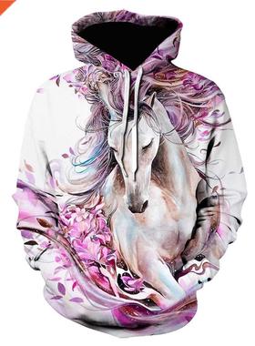 2021 Fall/Winter Men's Hoodie d Printing Animal Horse Sweat