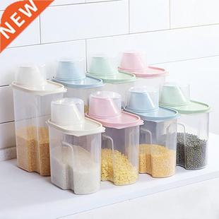 Storage Box Kitchen Plastic Grain Dispenser Food Rice Cereal