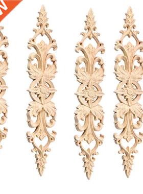 4/2/1 PC Long Wood-Carved Onlays Appliques for Furniture Doo