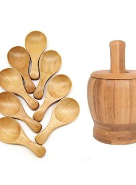 2Set Kitchen Tools: 1 Set 8Pcs Small Salt Spoon Solid Wood C