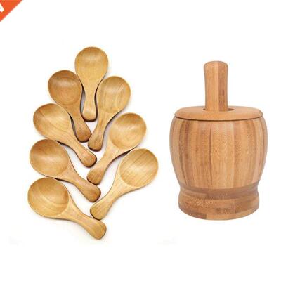 2Set Kitchen Tools: 1 Set 8Pcs Small Salt Spoon Solid Wood C