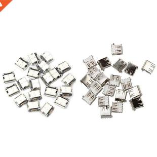Pin 20Pcs Type Female Connector USB DIP 80Pcs Socket