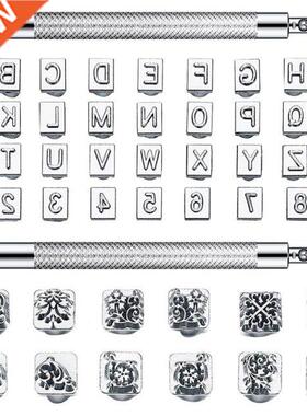 50 Pieces Letters and Numbers Stamp Set 6Mm Alphabet Leather