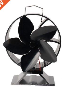 5 Blade Heat Powered Wood Stove Fan Log Burner Fireplace Sil