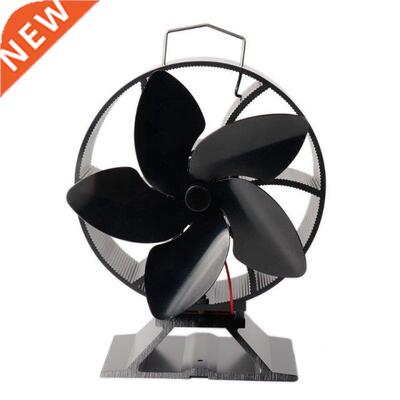 5 Blade Heat Powered Wood Stove Fan Log Burner Fireplace Sil