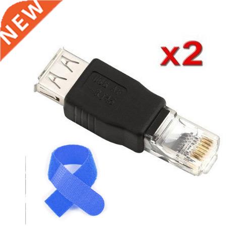 2pcs ethernet RJ45 male to USB female connector converter a