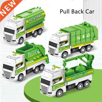 City Sanitation Vehicle Car Toys 4PCS/Set Retro Classic Pull