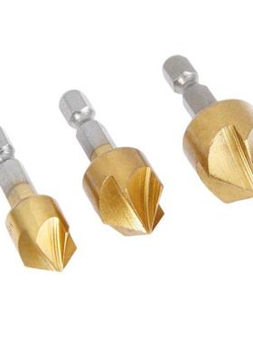 3Pcs/set HSS Titanium Deburring Chamfering Countersink Drill