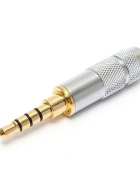 4 Pole 3.5mm Stereo Headphone Male Plug Jack Audio Solders