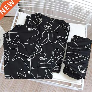 Couples Matching Pajamas Set Cotton Pyjama Pijamas Mujer Aut
