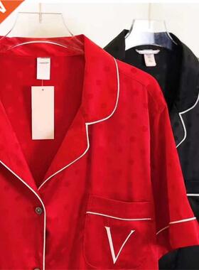 ILEK Spring And Summer Silk Satin Pajamas Female Shorts Fema