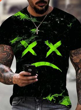 2022 summer short-sleeved men's sreet fashion top D printin