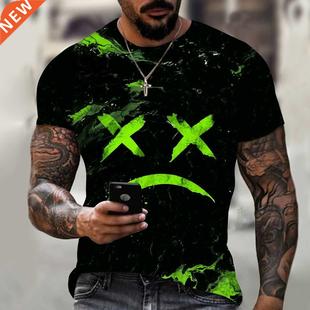 2022 summer short-sleeved men's sreet fashion top D printin