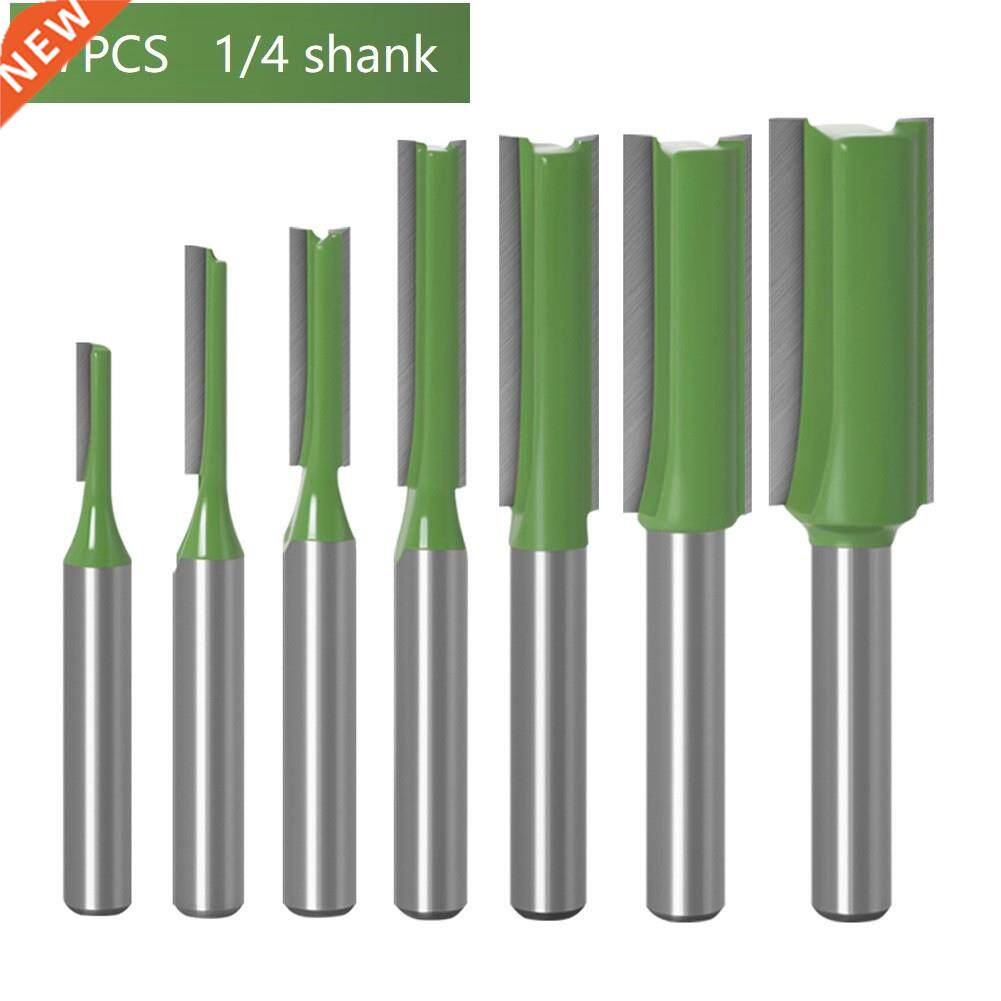 7pcs woodworking milling cutter 1/4 inch 6mm shank straight