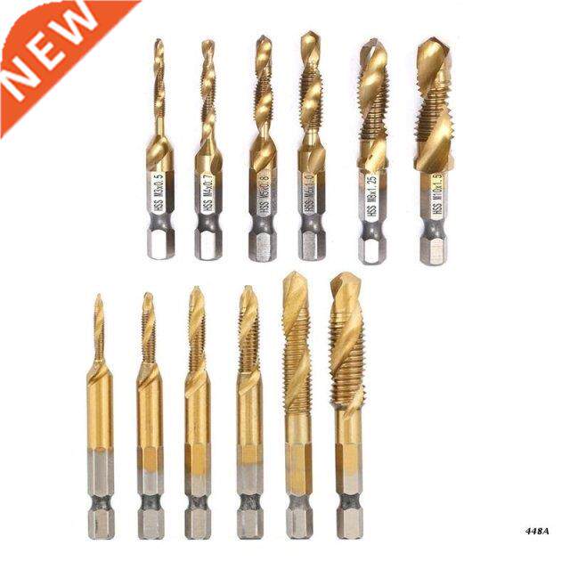 6 Pieces HSS Hex Shank Combination Drill Screw Tap Bit Set H