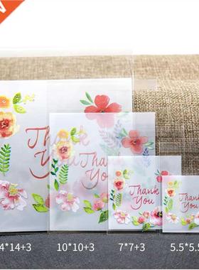 100Pcs Plastic Bags Thank you Cookie&Candy Bag Self-Adhe