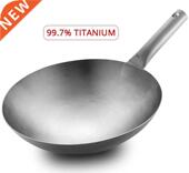 Non Coo Pure Uncoated Pan stick Wok Frying Titanium end High