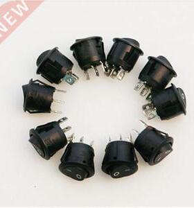 10pcs Mini Round Boat  Pin SPDT ON-OFF Rocker Switch Snap-