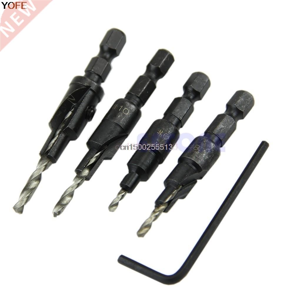 4pcs HSS Countersink Drill Bit Set Quick Change Hex Shank Sc